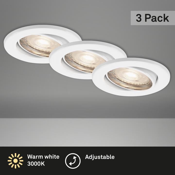 Image du produit Briloner Lampes LED encastrées, blanc, set de 3, 3xGU10/5W (460 lm, GU10)