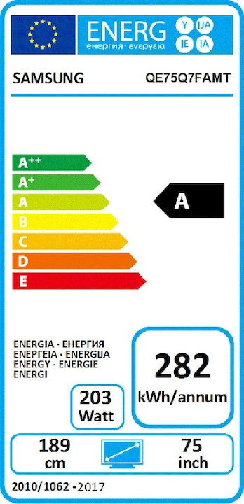 Energie-Label Samsung Qe75q7f (75", LCD, 4K, 2017)