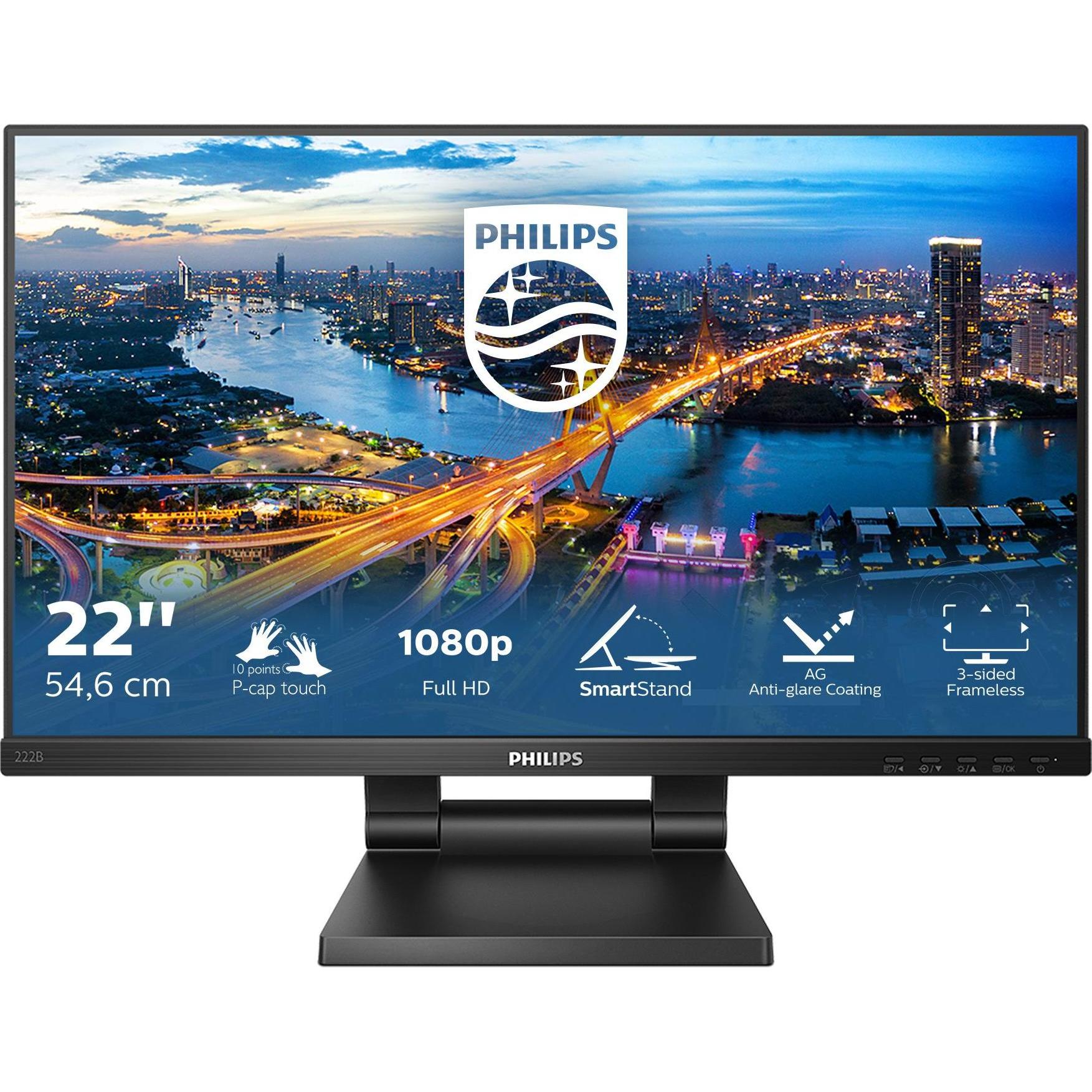 Philips 222B1TC/00 (1920 x 1080 Pixel, 21.50"), Monitor, Schwarz