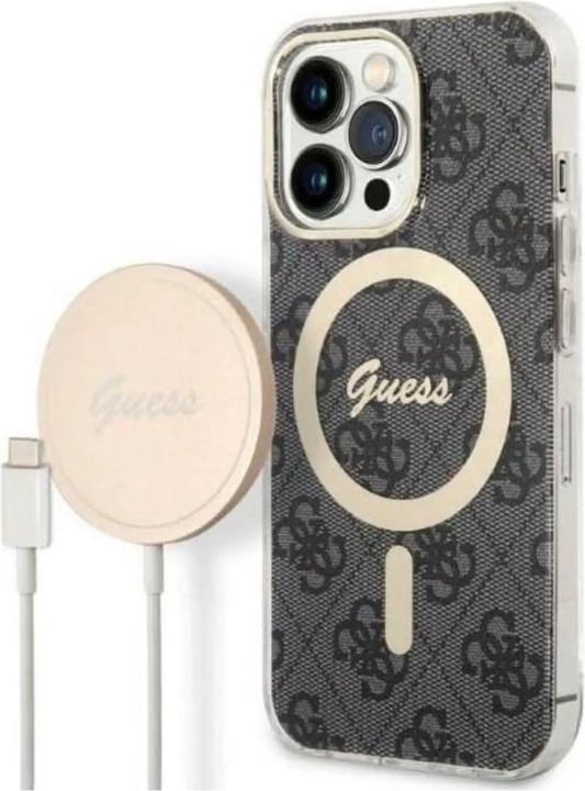 Produktbild Guess Zestaw GUBPP13LH4EACSK Case+ Charger iPhone 13 Pro czarny/black hard case 4G Print MagSafe (Apple iPhone 13 Pro)