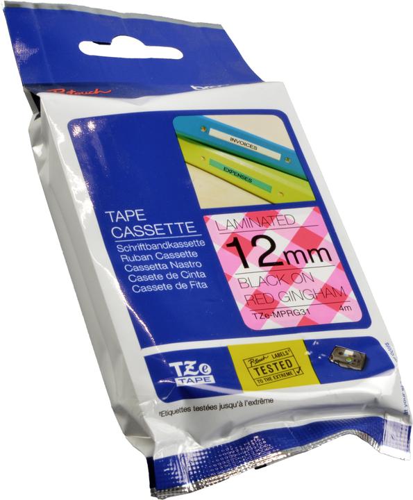 Actual product image Brother Tze-Mprg31 (1.20 cm, Red, Black, White)