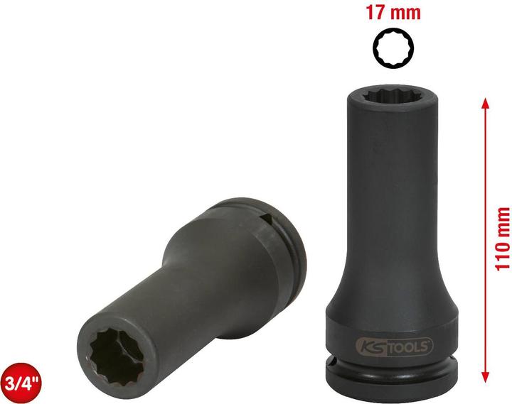 KS Tools Presa elettrica 3/4" multidente, lunga, 17 mm (17 mm)