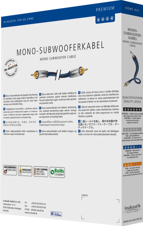 Produktbild Inakustik Premium Mono-Subwooferkabel (3 m, Cinch)