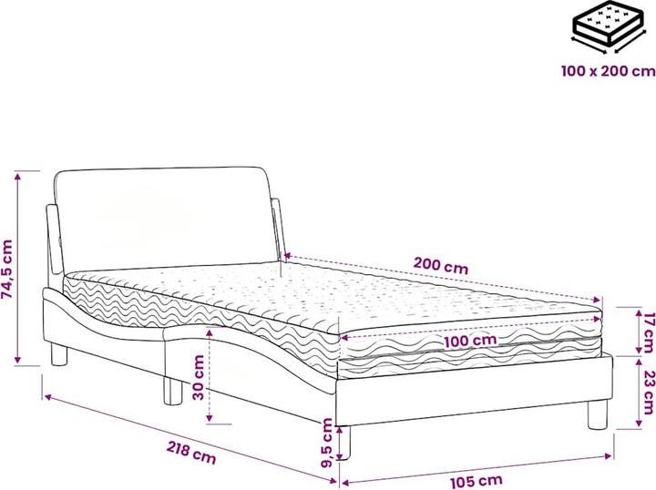 Actual product image vidaXL Bett (100 x 200 cm)