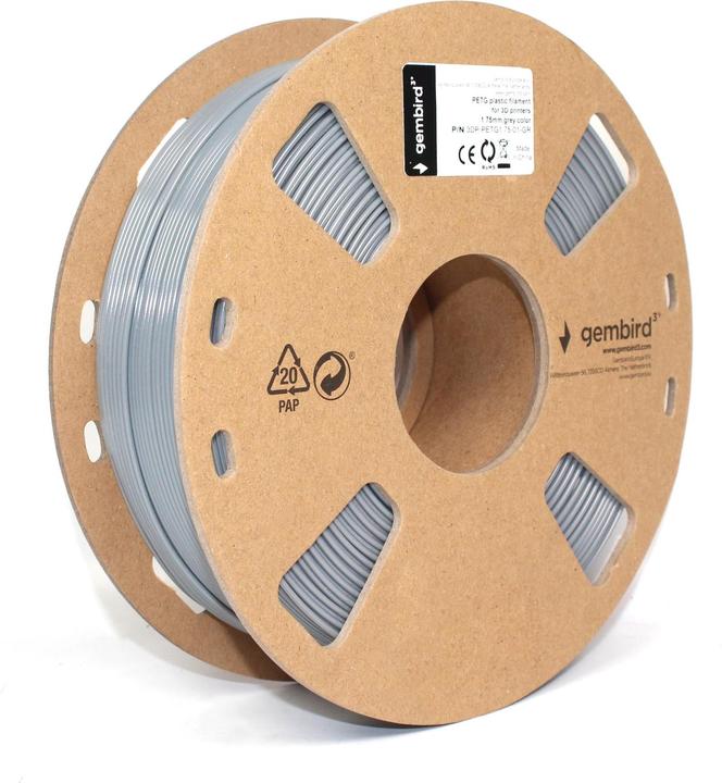 Productafbeelding Gembird Filamentcassette PETG smalle spoel (PETG, 1.75 mm, 1000 g, Grijs)
