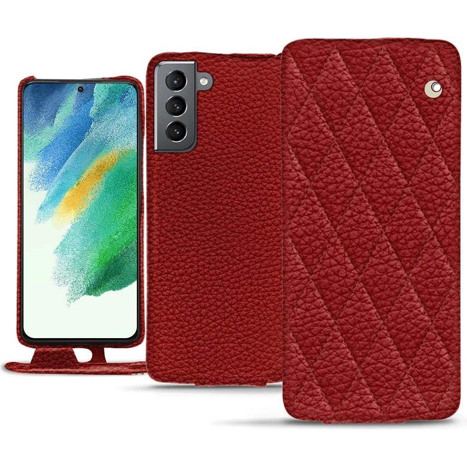Noreve Lederschutzhülle vertikal (Samsung Galaxy S21 FE), Smartphone Hülle, Rot