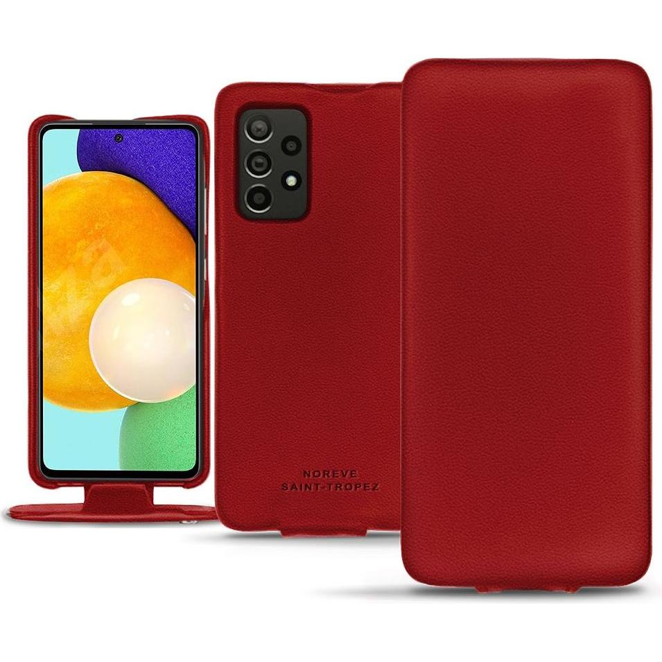 Noreve Lederschutzhülle vertikal (Samsung Galaxy A52), Smartphone Hülle, Rot