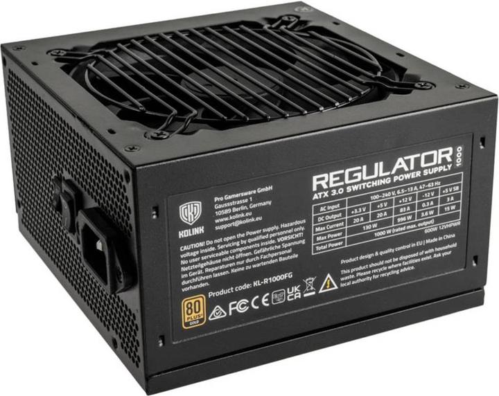 Produktbild Kolink Regulator 80 PLUS Gold Netzteil, ATX 3.0, PCIe 5.0, modular - 1000 Watt (1000 W)