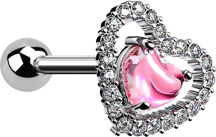 Immagine prodotto Star Piercing Micro Barbell silber mit Kugel Herz und Herzkristall (Acciaio chirurgico 316L, Ottone)