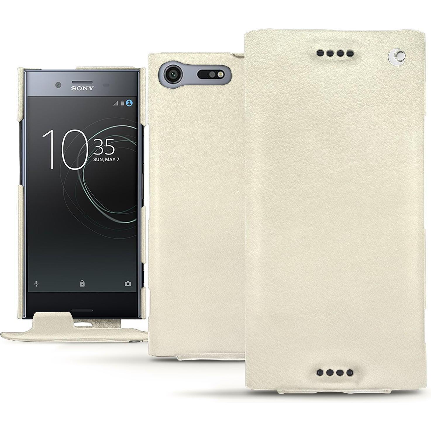 Noreve Lederschutzhülle vertikal (Sony Xperia XZ Premium), Smartphone Hülle, Weiss