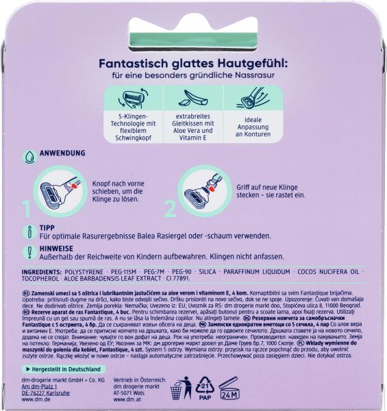 Produktbild dm Balea Fantastique Ersatzklingen (4 x)