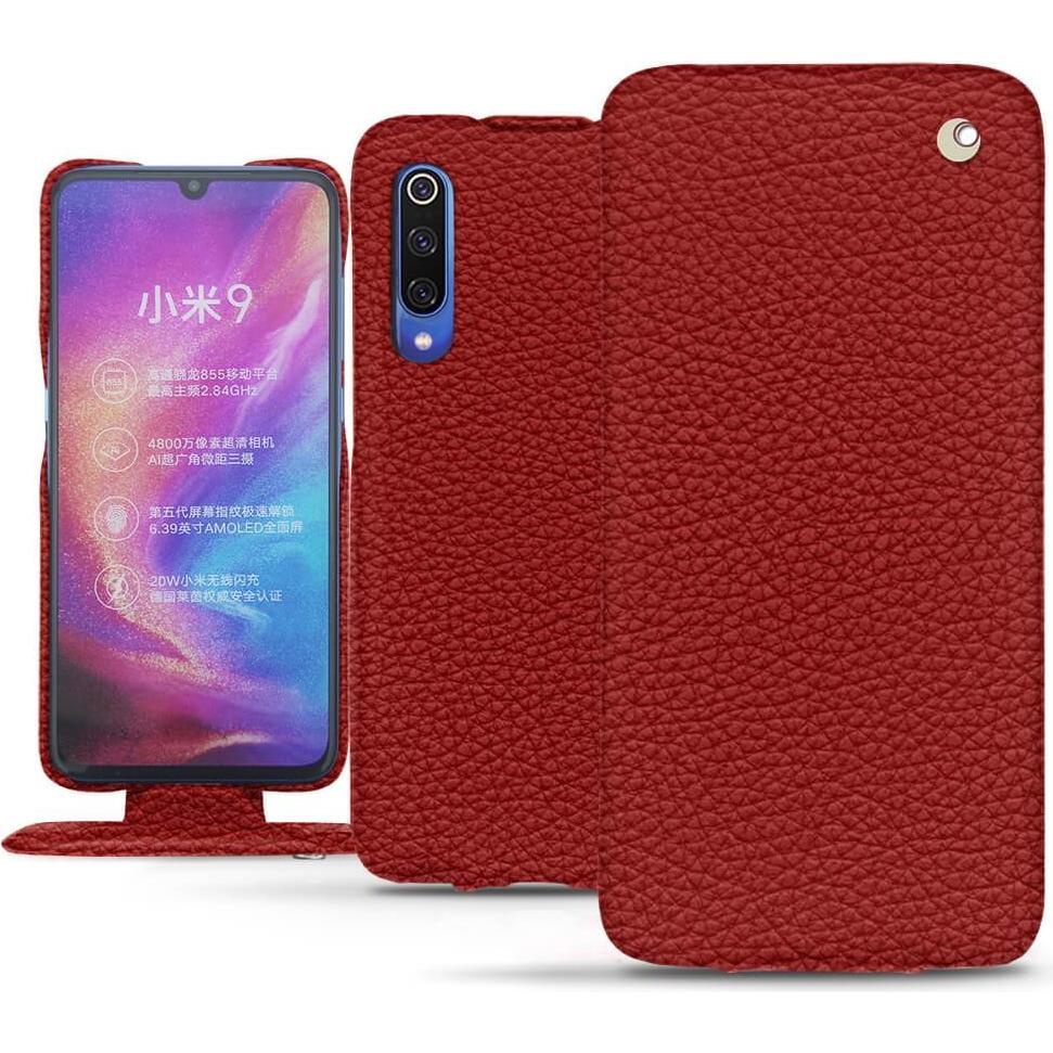 Noreve Lederschutzhülle vertikal (Xiaomi Mi 9), Smartphone Hülle, Rot