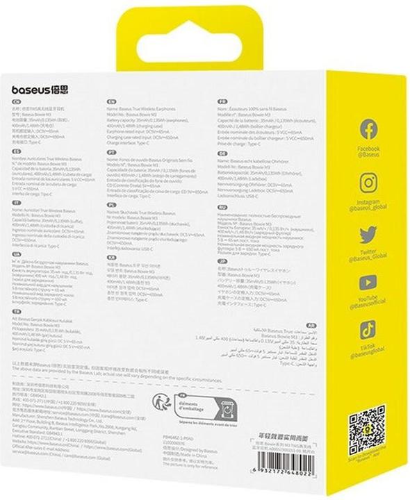 Image du produit Baseus Ecouteurs Bowie M3 True Wireless Blanc de Lune (ANC, 6.50 h, Sans fil)