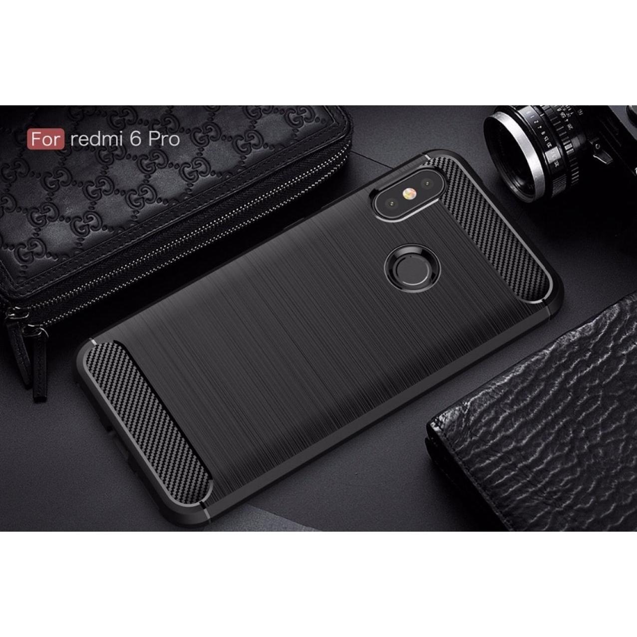 Thumbnail - Screenguard Xiaomi Redmi Note 6 Pro Hülle Carbon Brushed Soft TPU (Xiaomi Redmi Note 6 Pro), Smartphone Hülle, Schwarz