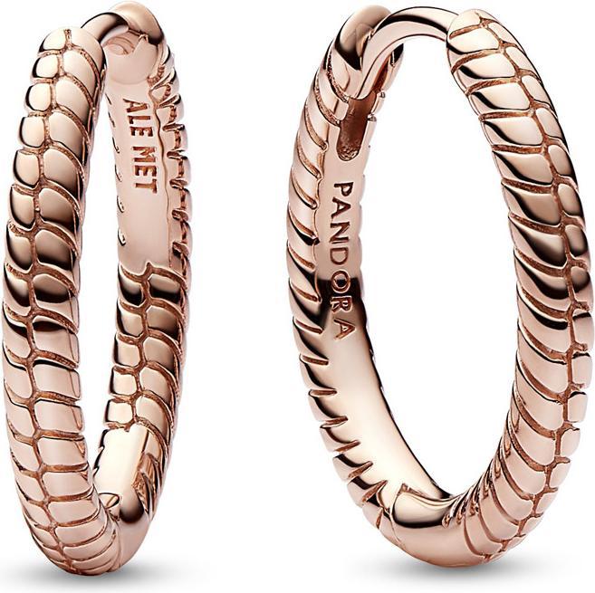 Pandora Moments Small Charm Hoop Earrings (Metal, rose gold-plated)