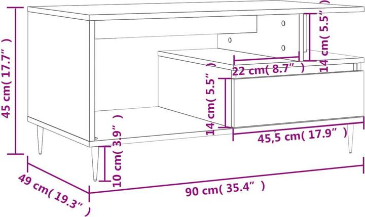 Image du produit vidaXL Couchtisch (90 x 49 x 45 cm)