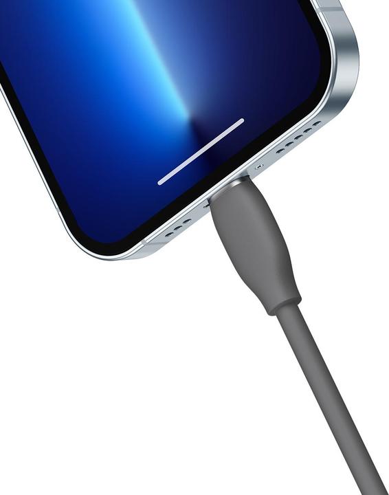 Actual product image Baseus Jelly Liquid Silica Gel Fast Charging Data Cable USB to iP 2.4A 2m Black (2 m, USB 2.0)