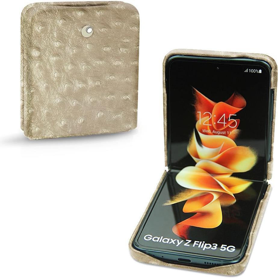 Noreve Lederschutzhülle (Samsung Galaxy Z Flip3), Smartphone Hülle, Beige