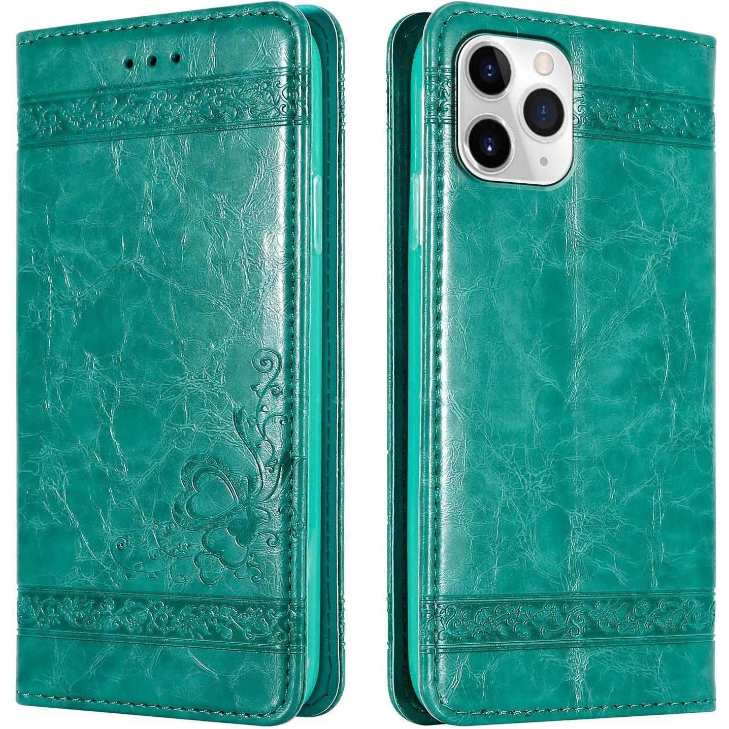 Cadorabo Book Hülle mit Ornamente (Apple iPhone 11 Pro Max), Smartphone Hülle, Türkis