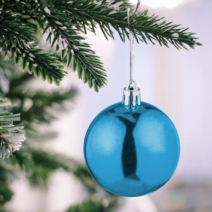 Produktbild Relaxdays - Weihnachtskugeln 50er Set, Türkis/ Silber, 7 x 6 cm (50-teilig)