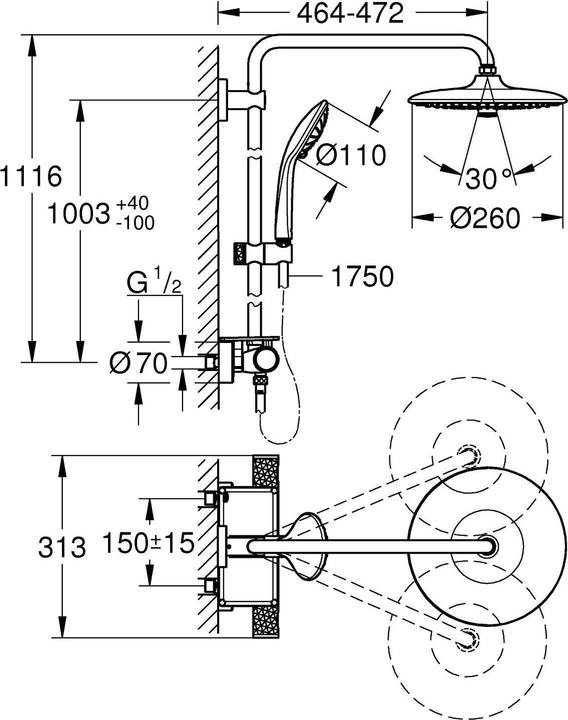 Produktbild Grohe Duschsystem Vitalio EcoJoy 260
