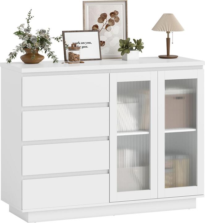 Produktbild Homcom Sideboard MDF, Glas Weiss (40 x 120 x 91 cm)