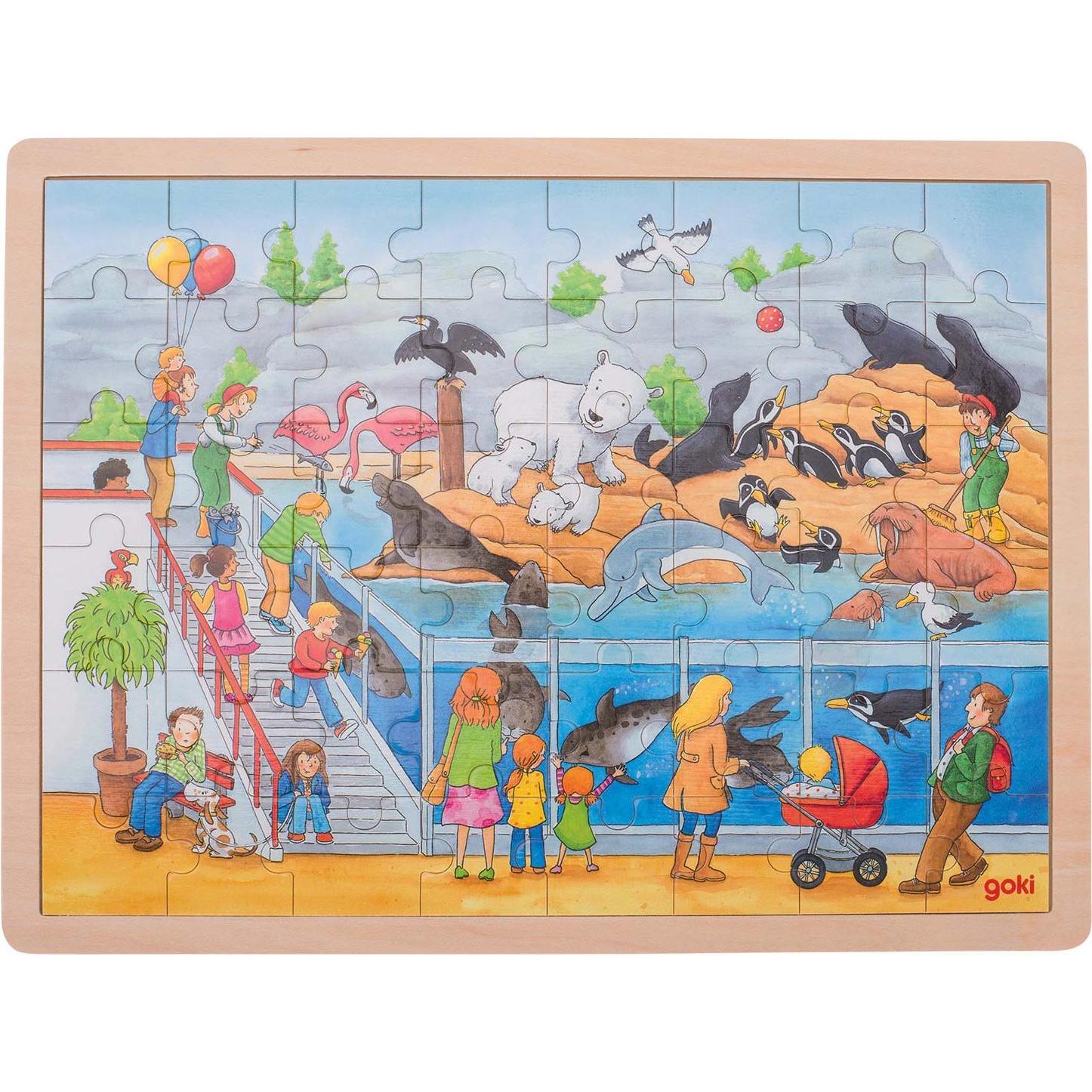 Goki Wooden Puzzle - Zoo (48 Teile)