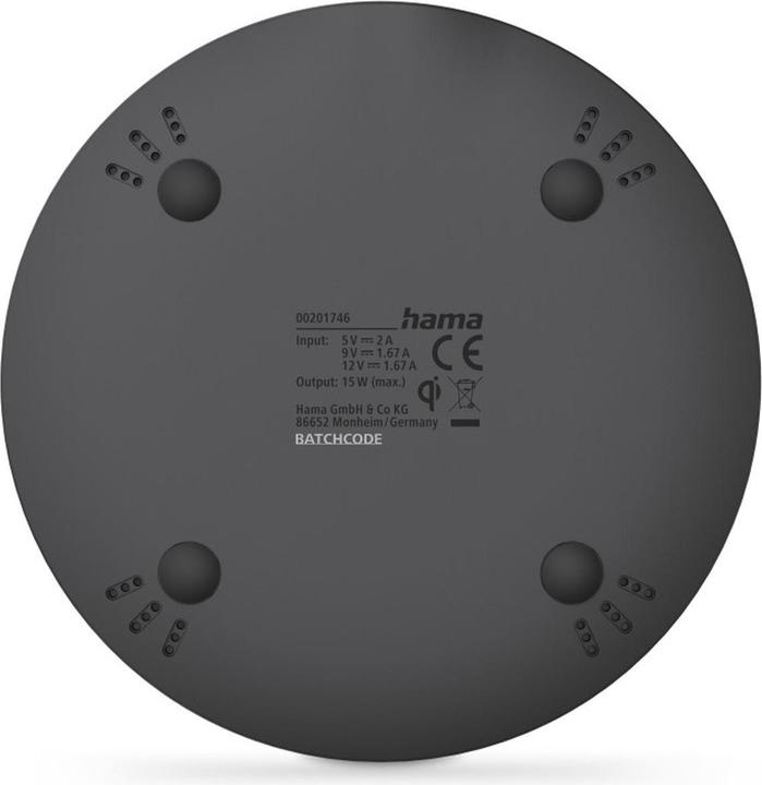 Produktbild Hama Wireless Charger, kabelloses Smartphone-Ladepad, 15 W, Schwarz (15 W)