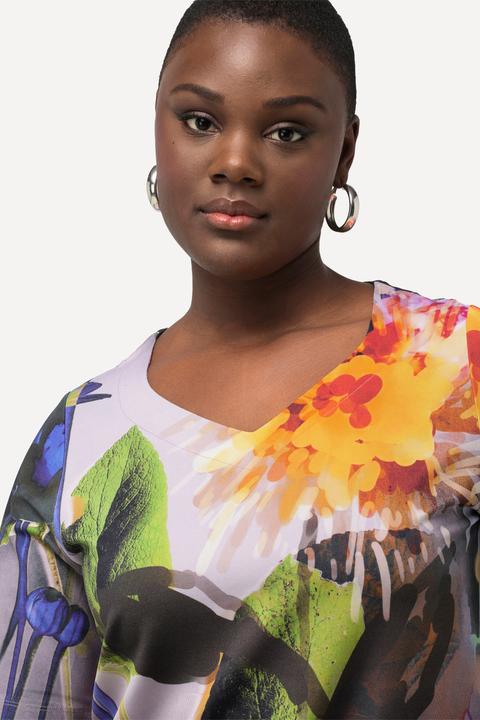 Actual product image Ulla Popken Tropical Flower Short Sleeve Slinky Blouse (42, 44)
