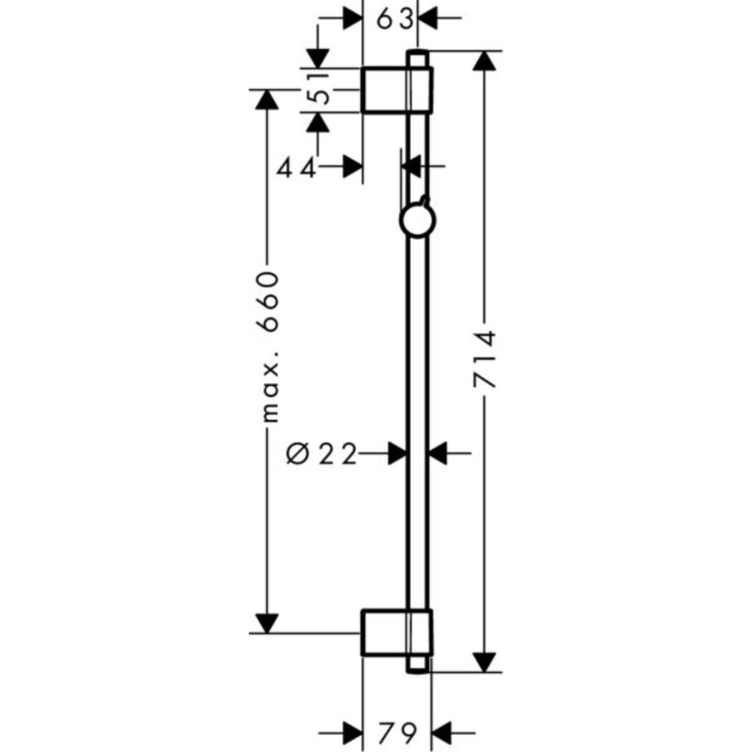 Thumbnail - hansgrohe, Duschgleitstange + Brausehalter, Unica Duschstange Varia 72 cm