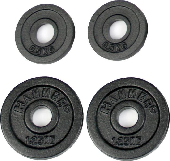 Hammer Fitness Hantelscheiben (2 x 0.5 kg, 2 x 1.25 kg)
