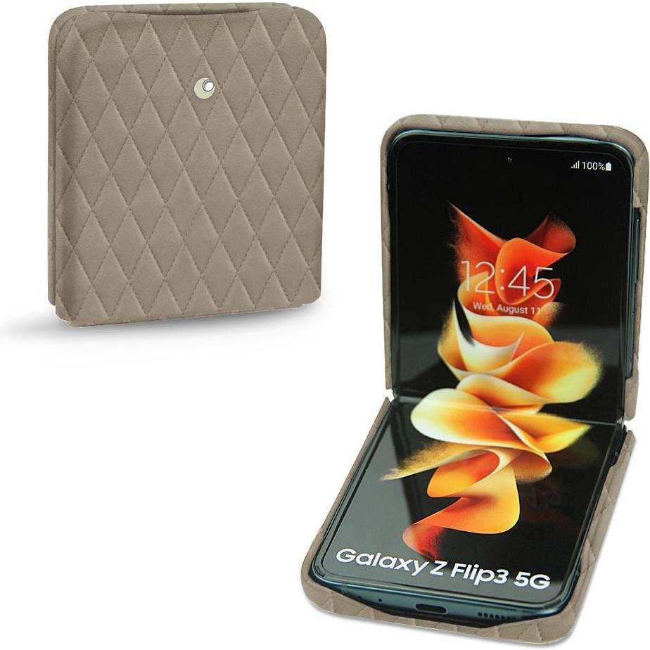 Noreve Lederschutzhülle (Samsung Galaxy Z Flip3), Smartphone Hülle, Beige