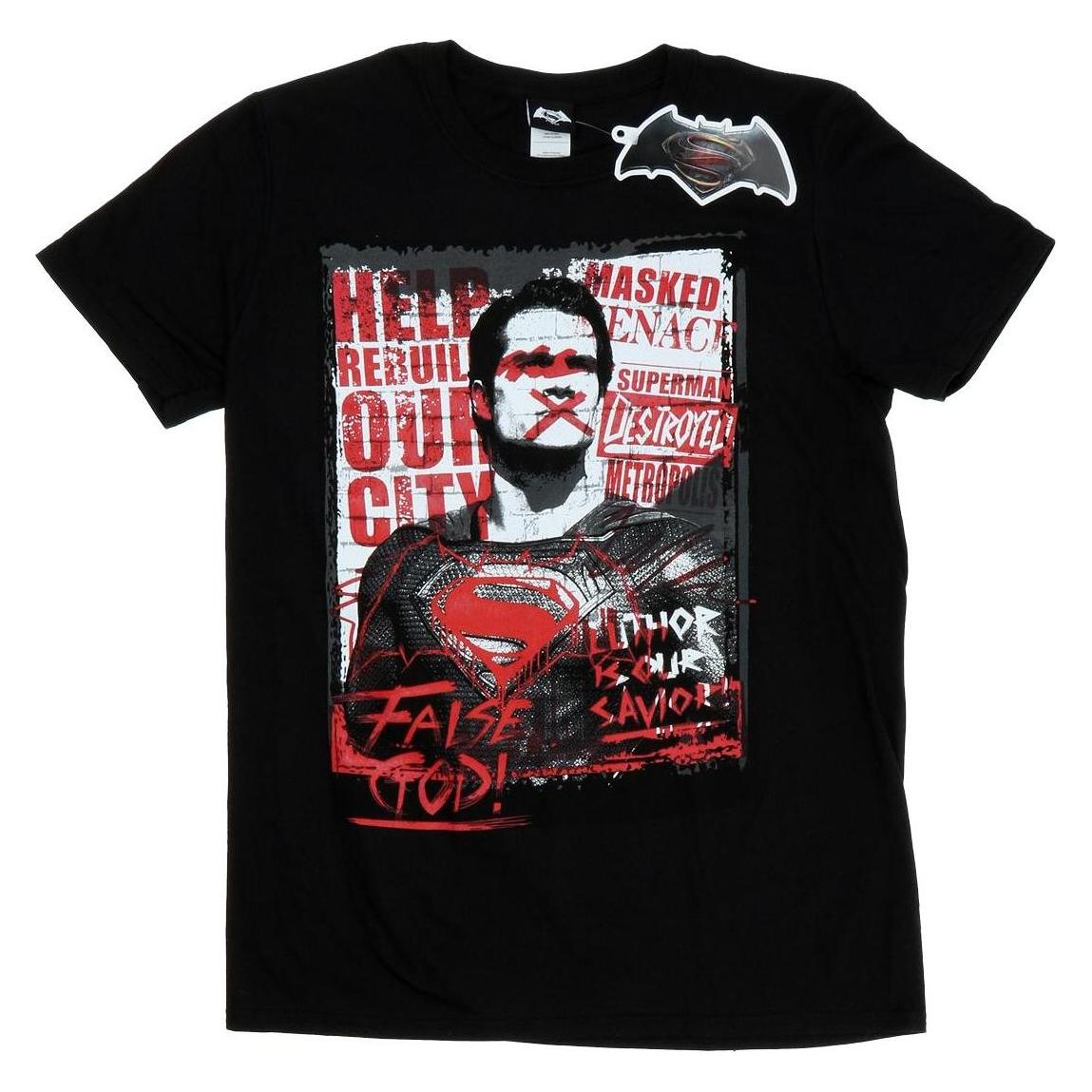 Dc Comics, Herren, Shirts, Batman V Superman Falscher Gott TShirt, Schwarz, (Xl)