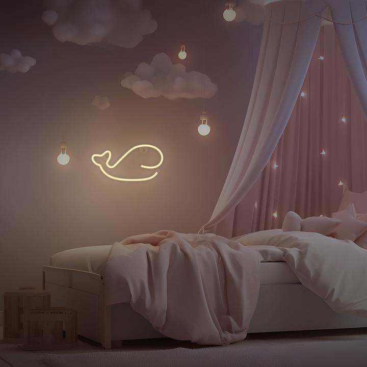 Image du produit Forever Light Néon LED WHALE blanc chaud Bat + USB FLNEO9