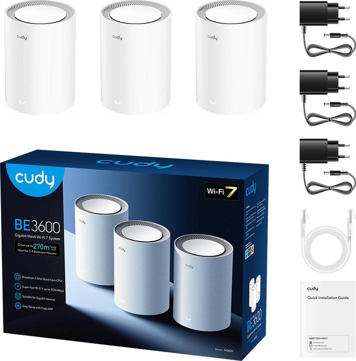 Productafbeelding Cudy BE3600 Wi-Fi 7 Mesh-oplossing