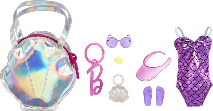 Produktbild Barbie Fashion Kleidung und Deluxe-Tasche mit Zubehör im Thekendisplay