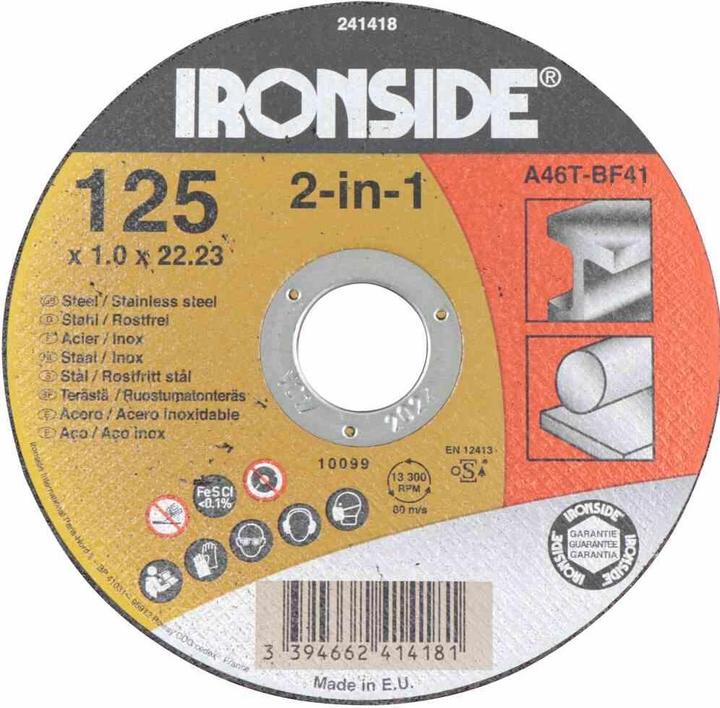 Actual product image Ironside Cutting disc 125 x 1.0 x 22 mm for steel/stainless steel, 1 piece, 241418