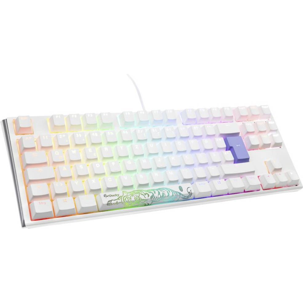 Ducky One 3 Classic Pure White TKL Gaming Tastatur, RGB LED - MX-Black (DE, Kabelgebunden), Tastatur, Weiss