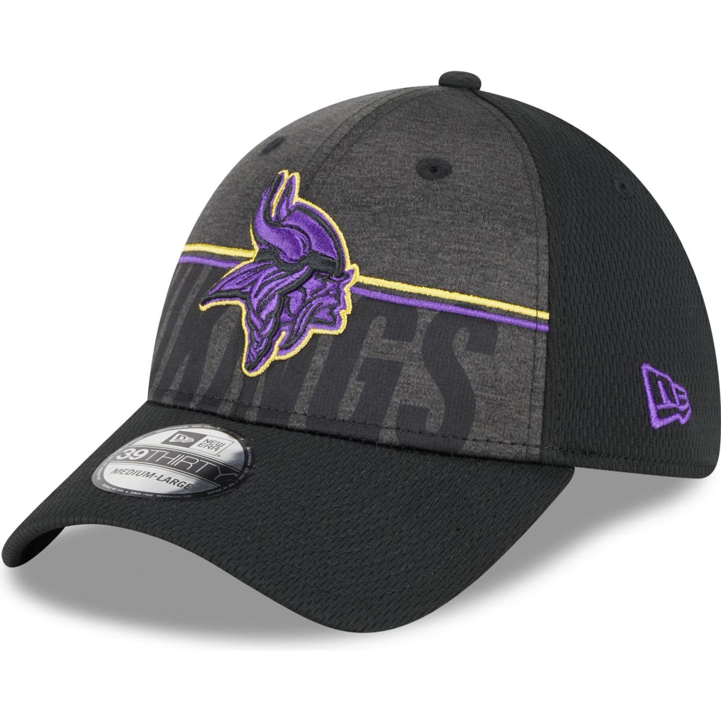 New Era, Herren, Cap, 39Thirty Cap - TRAINING 2023 Minnesota Vikings - M/L, Schwarz, (M)