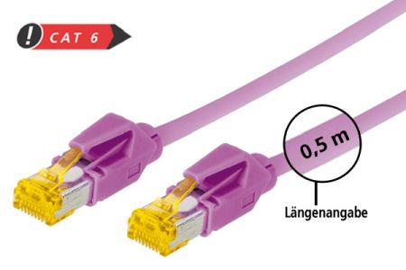 Image du produit Tecline Câble patch S/FTP, PiMF, Cat 6a, violet érica, 1,5 m Pour 10 Gigabit/s, sans halogène, avec câble (S/FTP, CAT6a, 1.50 m)