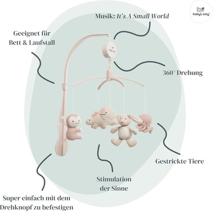 Immagine prodotto Baby's only Dispositivo mobile, animali - Rosa/Lino caldo