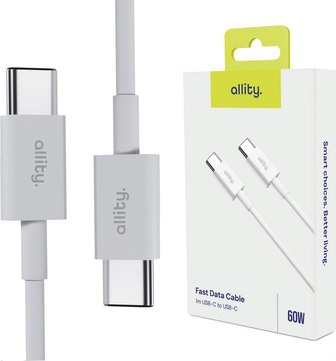 Image du produit Allity cable AUC-03 USB-C - USB-C 2.0 m 60W white (2 m, USB 2.0, 60 W)