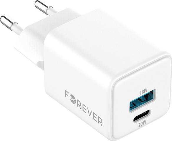 Image du produit Forever TC-08-20AC GaN PD QC charger 1x USB-C 1x USB 20W white (20 W)