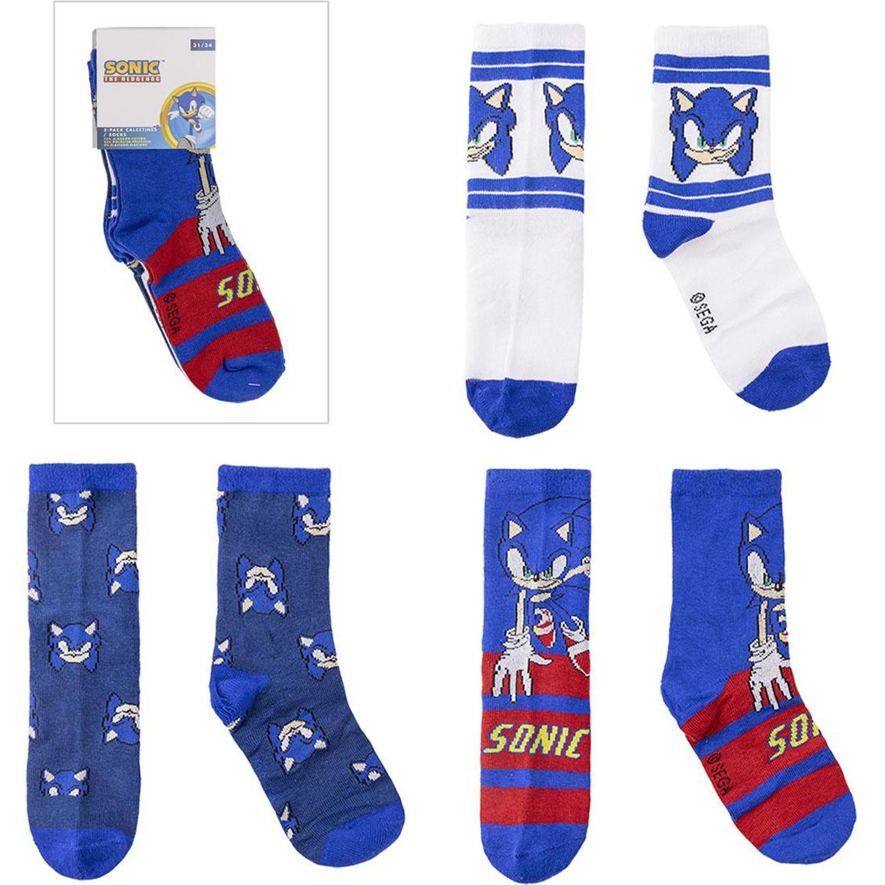 Thumbnail - Disney, Socken, Socken Pack 3 Stück Sonic, Mehrfarbig, (3er Pack, 31, 34)