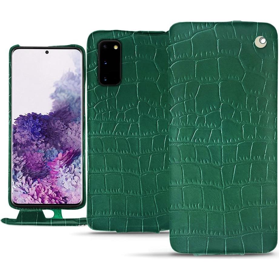 Noreve Lederschutzhülle vertikal (Samsung Galaxy S20+), Smartphone Hülle, Grün