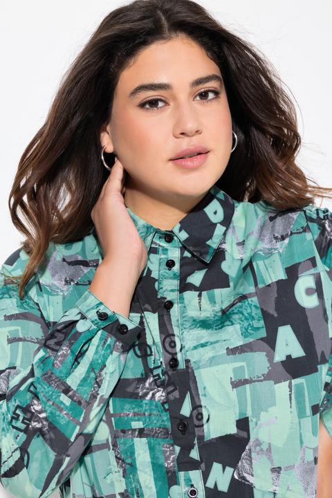 Immagine prodotto Ulla Popken Blusa dal taglio lungo e svasato con colletto da camicia e maniche lunghe (42, 44)