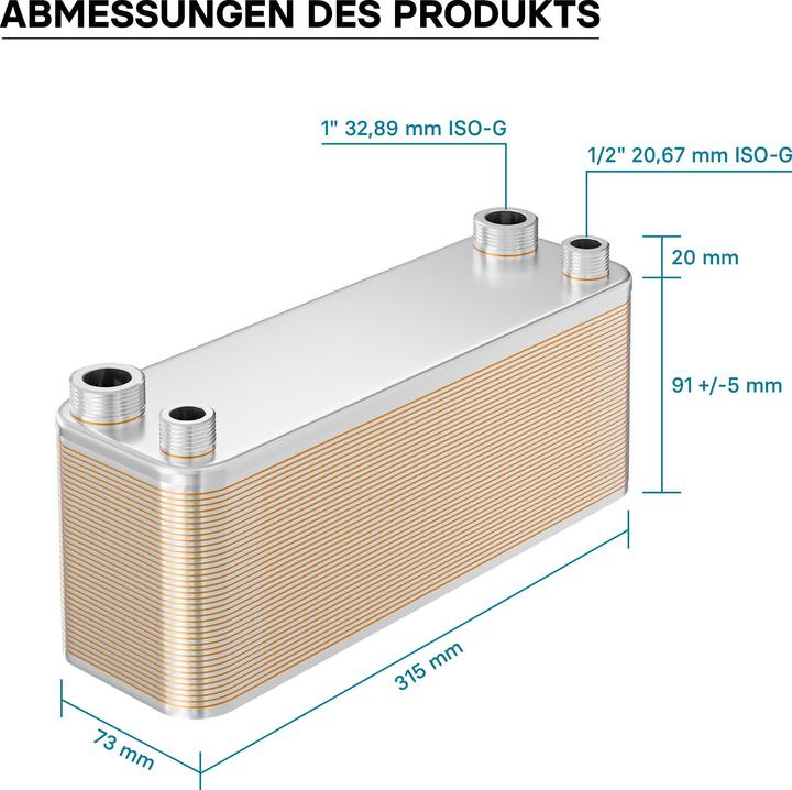 Actual product image Wiltec Hrale Stainless Steel Heat Exchanger 40 Plates max. 165 kW Plate Heat Exchanger