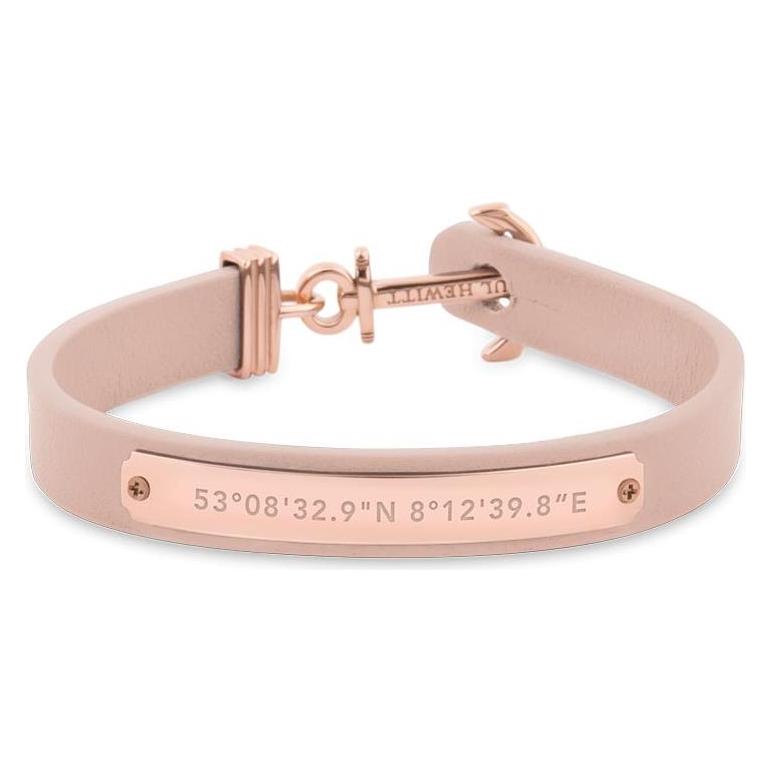 Paul Hewitt, Armschmuck, Signum Koordinaten Rose Gold Nude, (17 cm, Edelstahl, Leder)