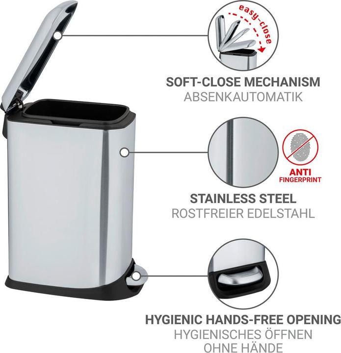 Actual product image Wenko Pedal bin design Easy-Close (12 l)