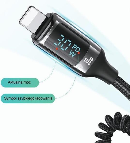 Produktbild Usams Ład. sam. C37 1xUSB+1xUSB-C 60W + kabel Ligtning 30W PD+QC Fast Charge czarny/black CC193CC01